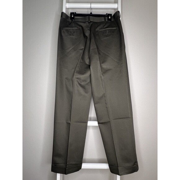 Dockers Pants Mens 33 x 30 Brown Green Pleated Front Premium Relaxed Fit - Picture 3 of 13